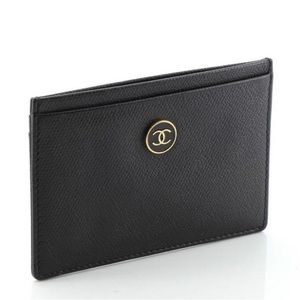 Chanel Vintage CC Button card holder Leather